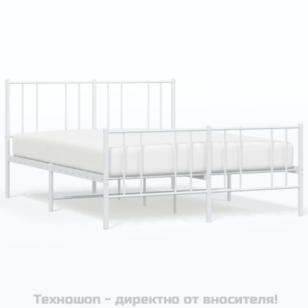 Метална рамка за легло с горна и долна табла, бяла, 120x190 см