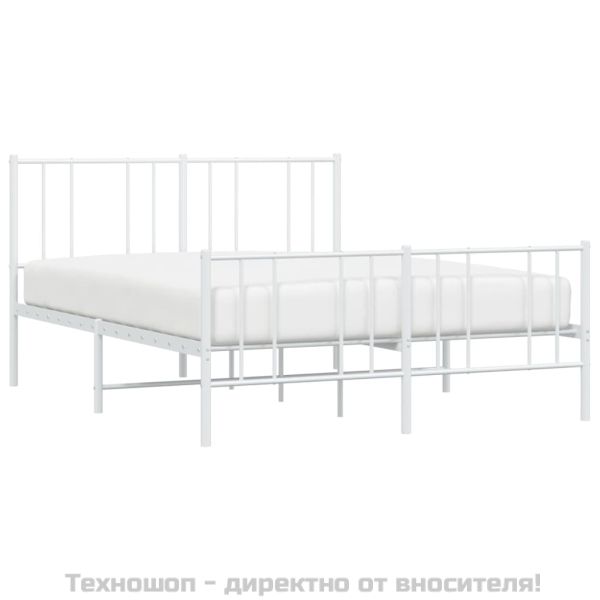 Метална рамка за легло с горна и долна табла, бяла, 120x190 см