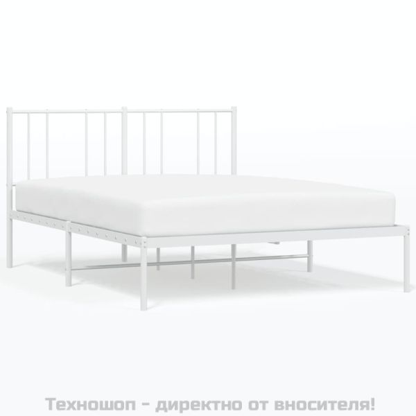 Метална рамка за легло с горна табла, бяла, 120x190 см