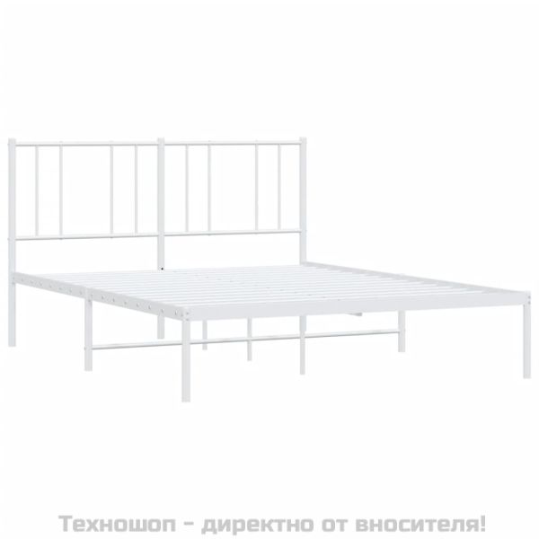 Метална рамка за легло с горна табла, бяла, 120x190 см