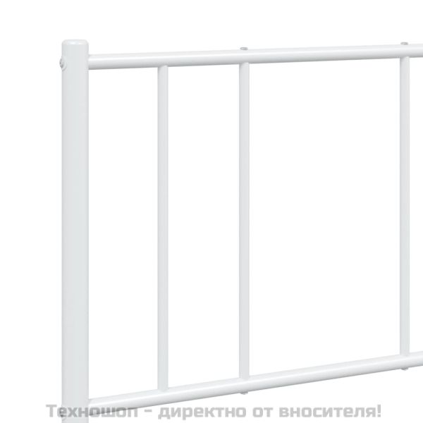 Метална рамка за легло с горна табла, бяла, 120x190 см