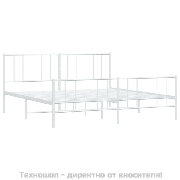 Метална рамка за легло с горна и долна табла, бяла, 180x200 см