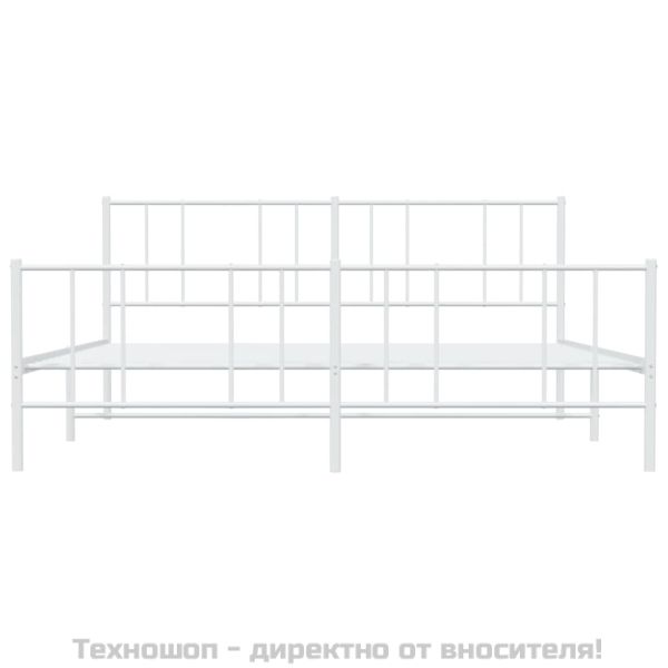Метална рамка за легло с горна и долна табла, бяла, 180x200 см