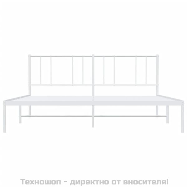 Метална рамка за легло с горна табла, бяла, 180x200 см