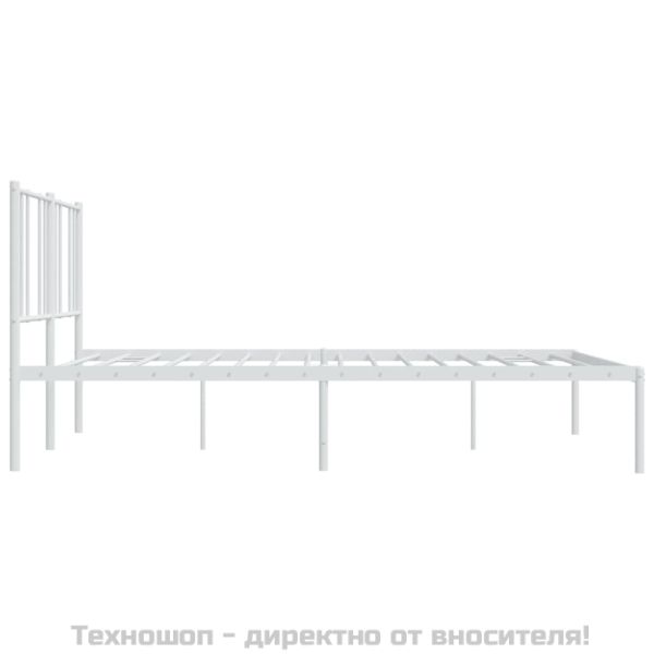 Метална рамка за легло с горна табла, бяла, 180x200 см