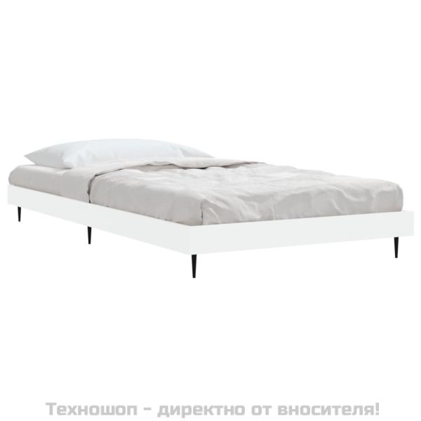 Рамка за легло, бяла, 90x200 см, масивно дърво