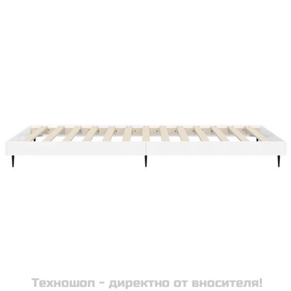 Рамка за легло, бял гланц, 90x200 см, инженерно дърво