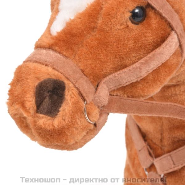 Плюшено детско конче за яздене, кафяво