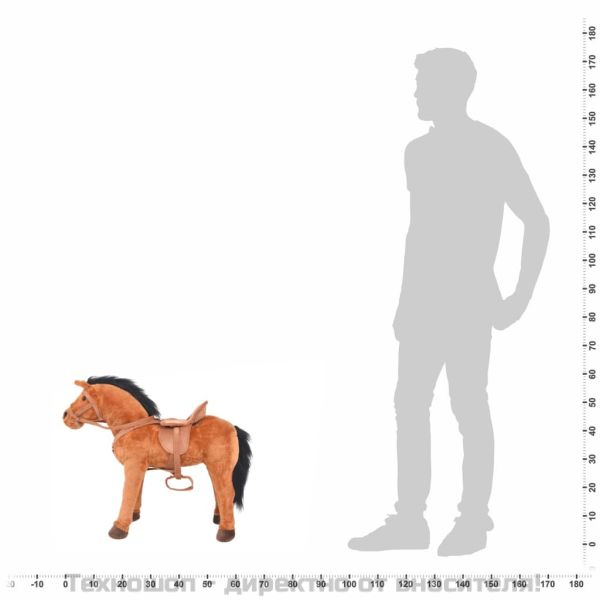 Плюшено детско конче за яздене, кафяво