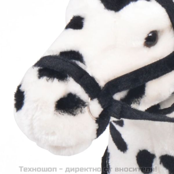 Плюшено детско конче за яздене, черно и бяло, XXL