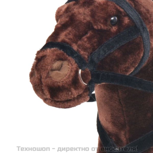 Плюшено детско конче за яздене, тъмнокафяво, XXL