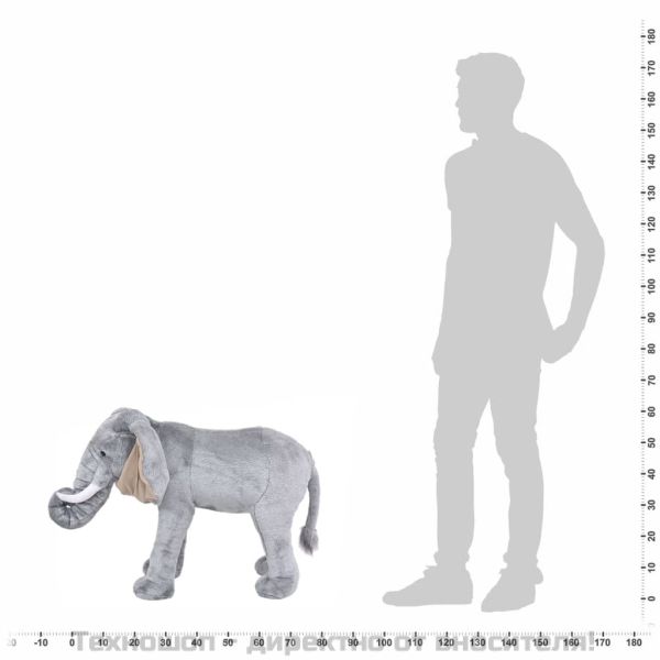 Плюшено слонче за яздене сиво XXL