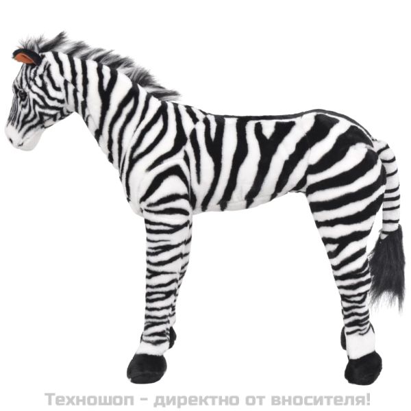 Плюшена зебра за яздене черно и бяло XXL