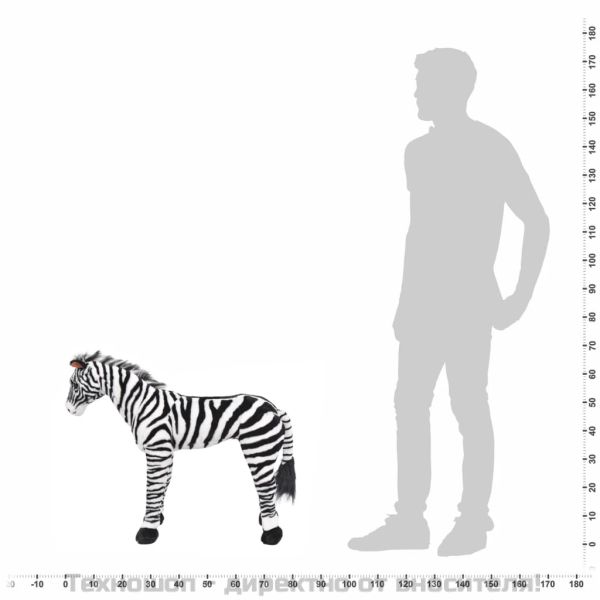 Плюшена зебра за яздене черно и бяло XXL