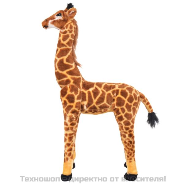 Плюшен детски жираф за яздене кафяво и жълто XXL