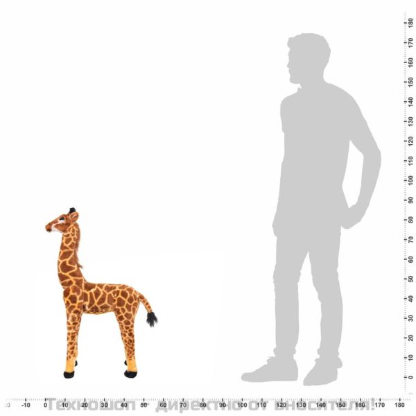 Плюшен детски жираф за яздене кафяво и жълто XXL