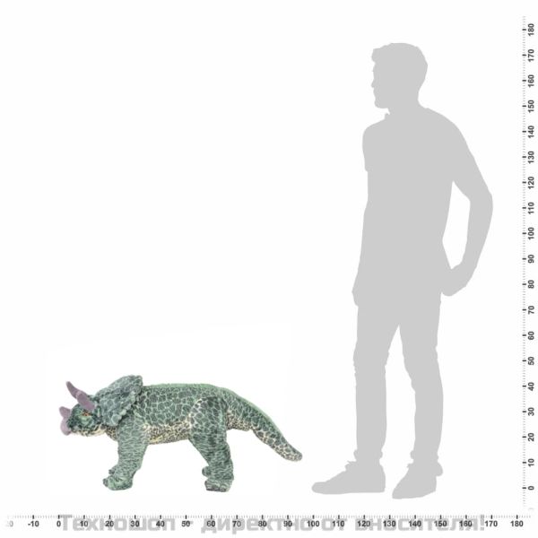 Плюшен детски динозавър трицератопс за яздене зелен XXL