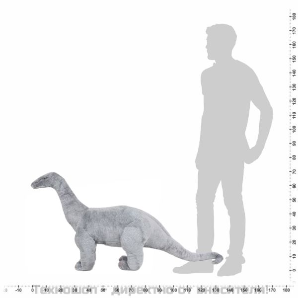 Плюшен детски динозавър брахиозавър за яздене сив XXL