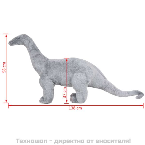 Плюшен детски динозавър брахиозавър за яздене сив XXL