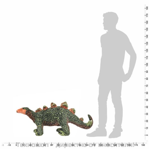 Плюшен динозавър стегозавър за яздене зелено и оранжево XXL