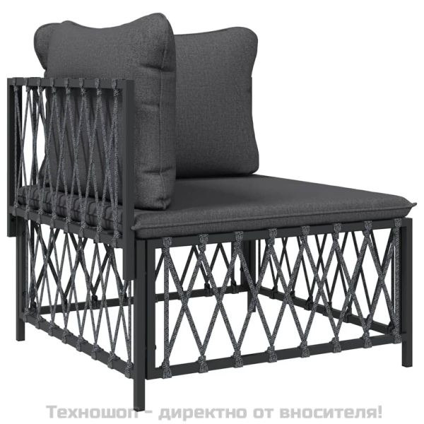 Градински ъглов диван с възглавници, антрацит, тъкан плат