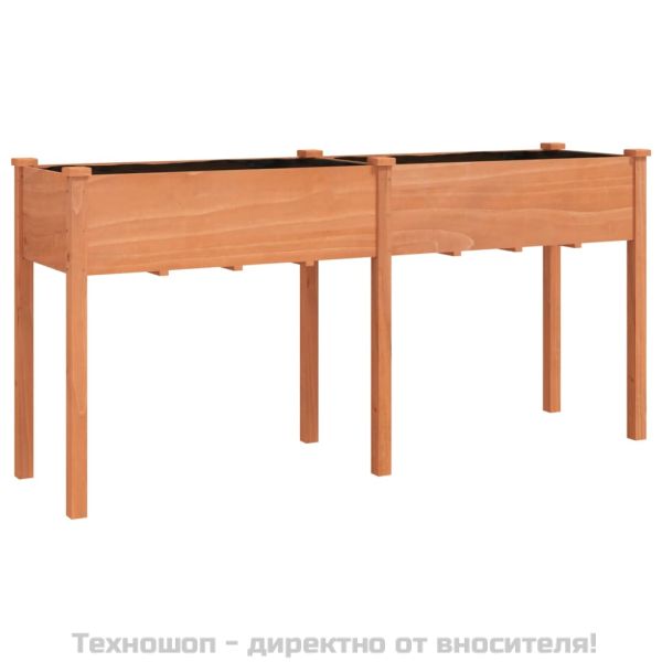 Саксия с вложка, кафява, 161x45x76 см, масивна ела