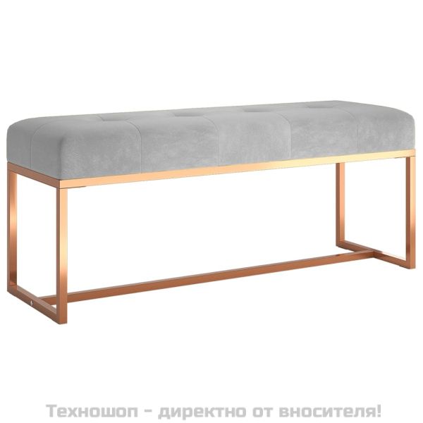 Пейка, сива, 110x36x45 см, кадифе