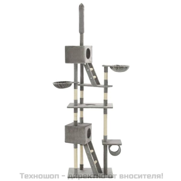 Котешко дърво със сизалени стълбове, 230-260 см, сиво