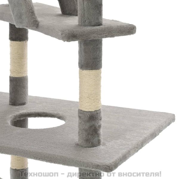 Котешко дърво със сизалени стълбове, 230-260 см, сиво
