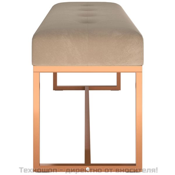 Пейка, бежова, 110x36x45 см, кадифе