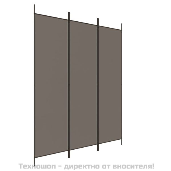 Параван за стая, 3 панела, антрацит, 150x220 cм, текстил