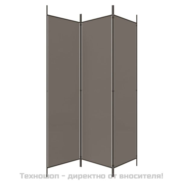 Параван за стая, 3 панела, антрацит, 150x220 cм, текстил