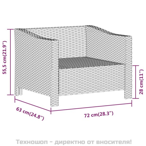 Градински комплект с възглавници, 8 части, полиратан, сив