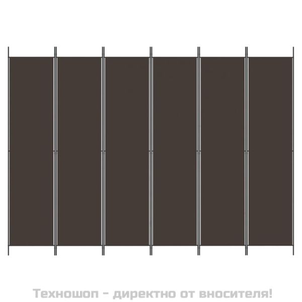 Параван за стая, 6 панела, кафяв, 300x220 см, плат