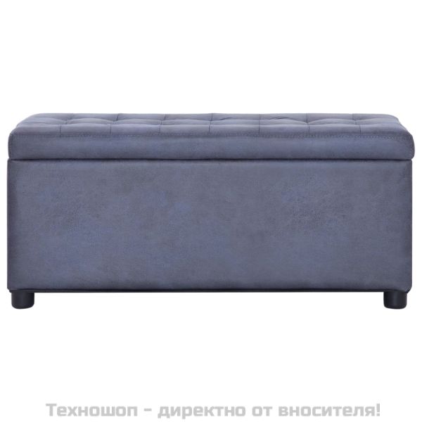 281376 Storage Ottoman 87,5 cm Grey Faux Suede Leather