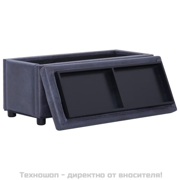 281376 Storage Ottoman 87,5 cm Grey Faux Suede Leather