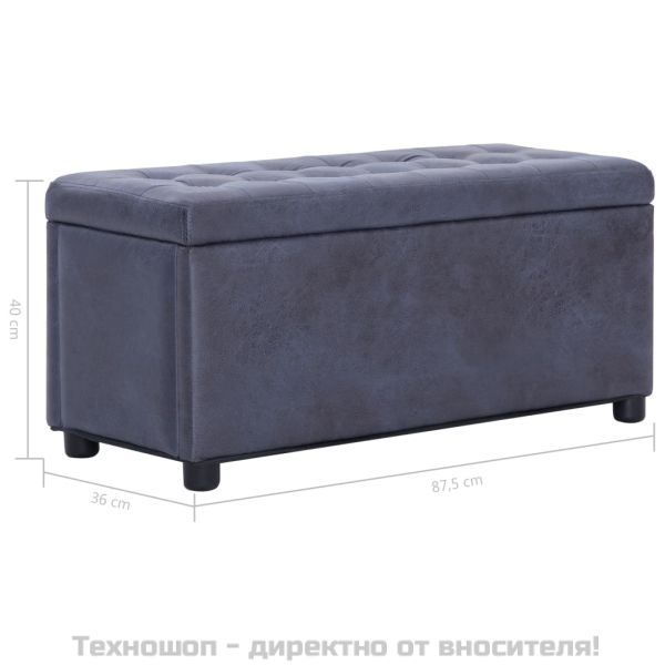 281376 Storage Ottoman 87,5 cm Grey Faux Suede Leather