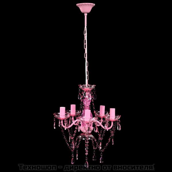 Кристална светлина 5 крушки Розово