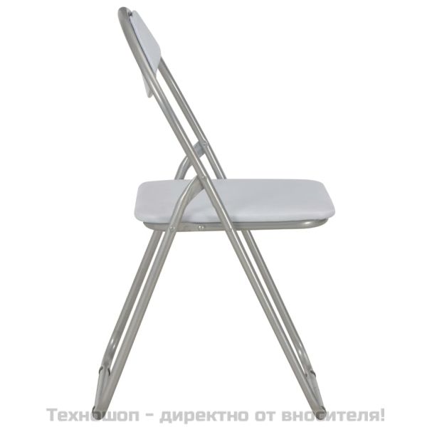 Сгъваеми трапезни столове, 4 бр, бели, изкуствена кожа