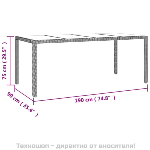 Градински комплект с възглавници, 9 части, бежов полиратан