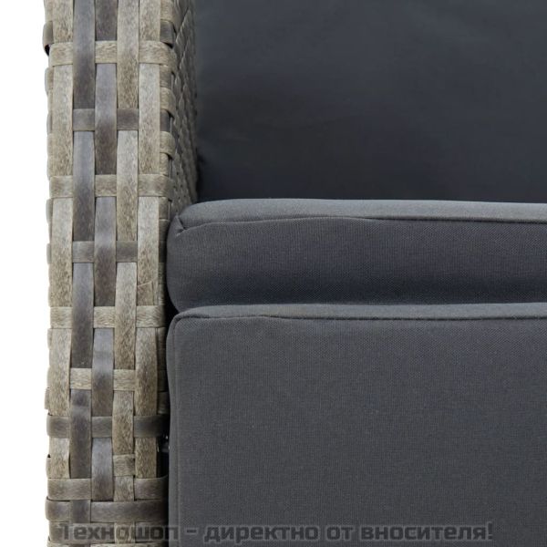 Градински трапезен комплект 5 части с възглавници сив полиратан