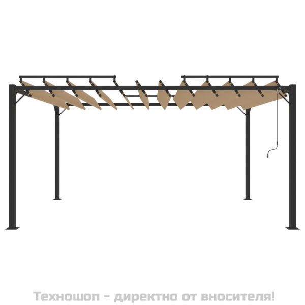 Беседка с жалузен покрив, 3x4 м, таупе, плат и алуминий