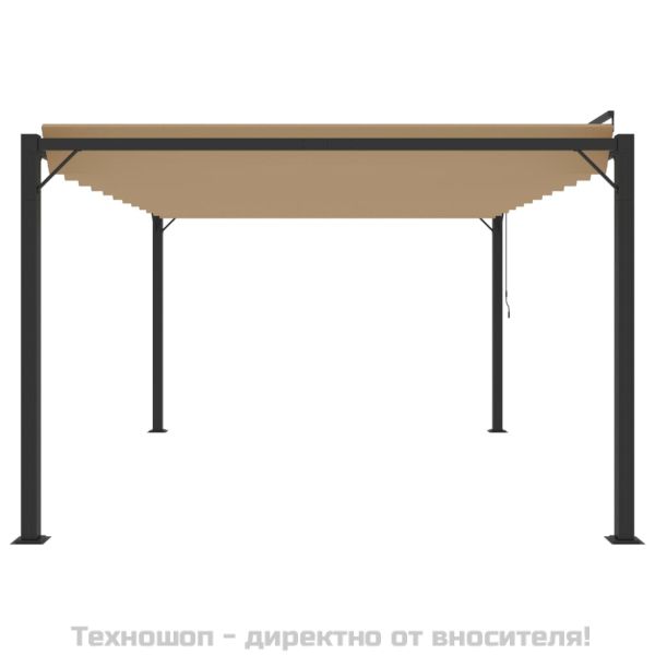 Беседка с жалузен покрив, 3x4 м, таупе, плат и алуминий