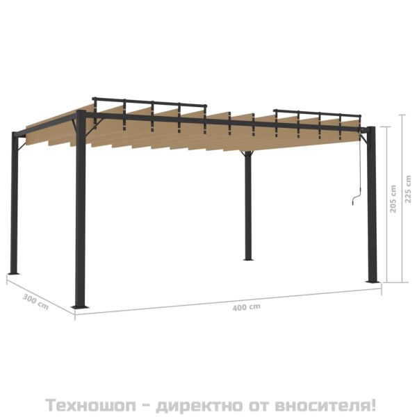 Беседка с жалузен покрив, 3x4 м, таупе, плат и алуминий