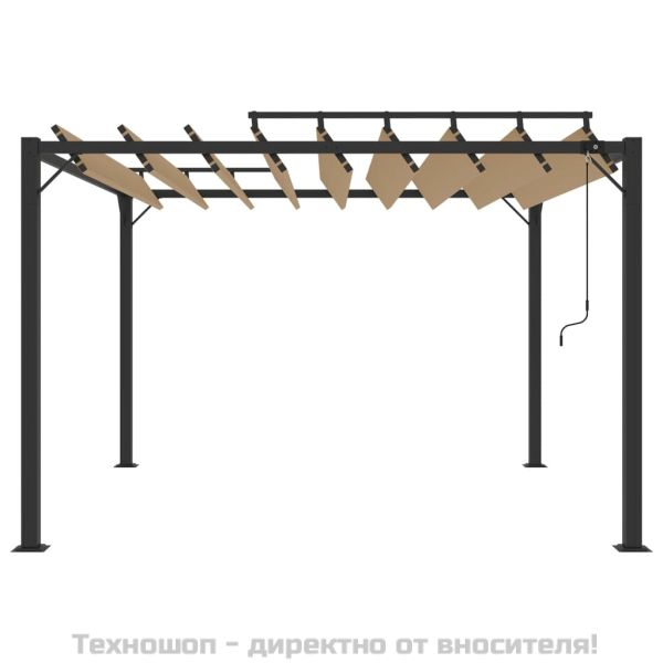 Беседка с жалузен покрив, 3x3 м, таупе, плат и алуминий