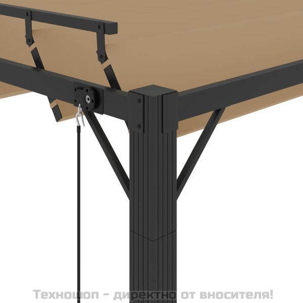 Беседка с жалузен покрив, 3x3 м, таупе, плат и алуминий