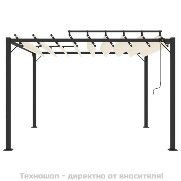Беседка с жалузен покрив, 3x3 м, кремава, плат и алуминий