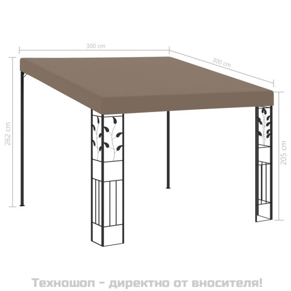 Шатра за стенен монтаж, 3x3x2,5 м, таупе