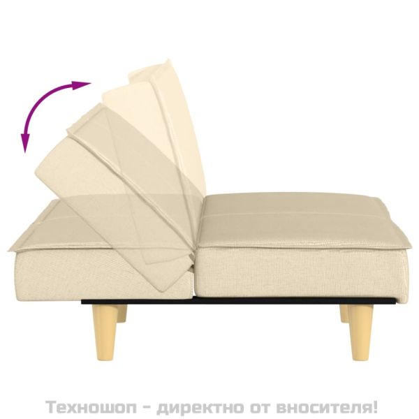 Разтегателно канапе, кремаво, плат