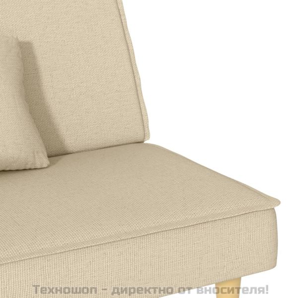 Разтегателно канапе, кремаво, плат